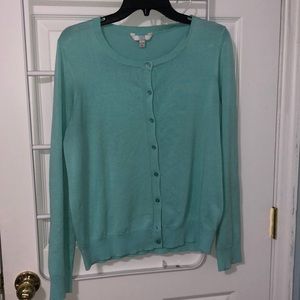 Time and Tru Large Turquoise Crew Neck Cardigan